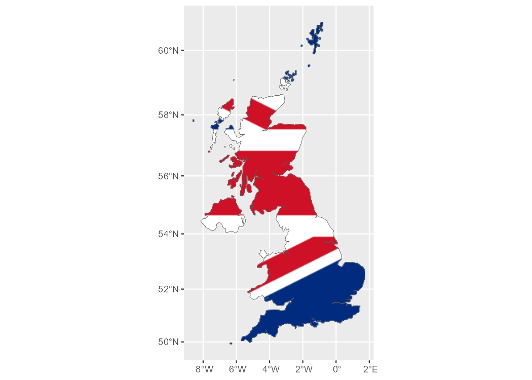 Example of use of rasterpic with the UK flag cropping to the shape